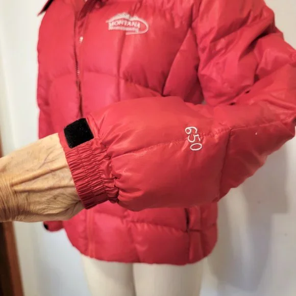 DOWN Jacket RED Montana Mountaineering HOOD Small - Picture 6 of 15